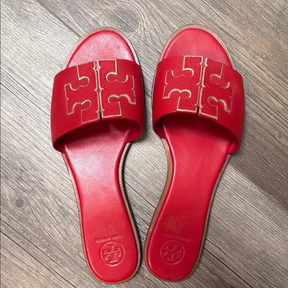 Tory Burch Red Slide Sandals